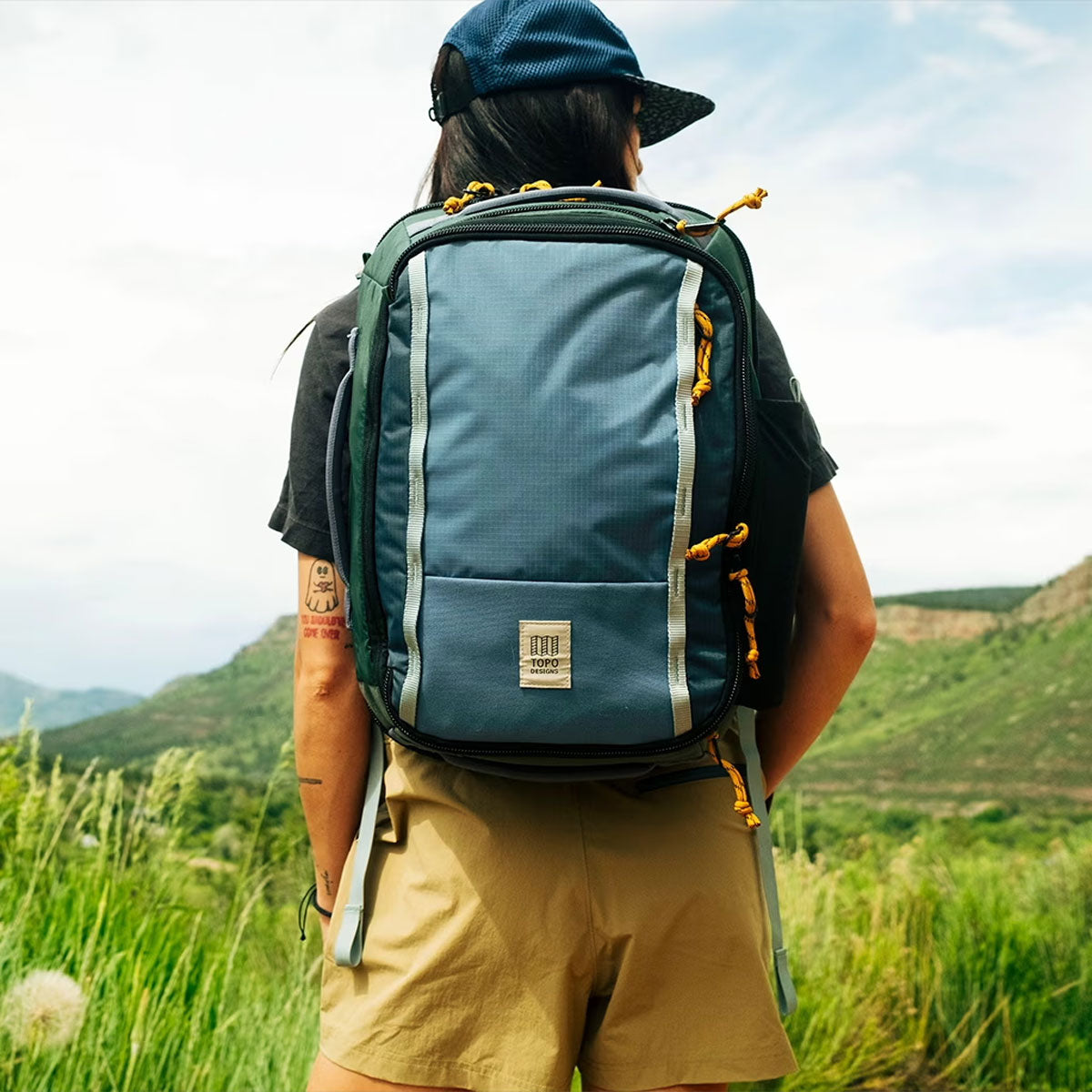 Topo Designs : Global Travel Backpack : Stone Blue/Forest - Image 2